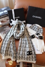 샤넬 CHANEL 클래식 패션 니트 워머 장갑 가을 겨울 보온 3종 세트