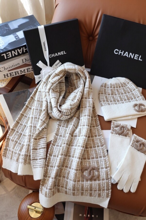 위핑,샤넬 CHANEL 클래식 패션 니트 워머 장갑 가을 겨울 보온 3종 세트