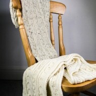 니트 아란 브리티시 울 스카프 - 크림