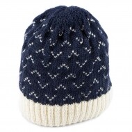 니트 100% 브리티시 울 색슨 비니 햇 - 네이비