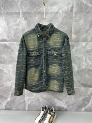 발렌시아가 BALENCIAGA 워싱 구제 모던 남녀 긴팔 데님 셔츠