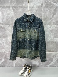 샤넬 CHANEL 워싱 구제 모던 남녀 긴팔 데님 셔츠