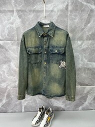 몽클레르 MONCLER 워싱 구제 모던 남녀 긴팔 데님 셔츠