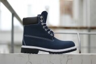 팀버랜드 레더 레이스업 높이가 높은 부츠 블루 블랙