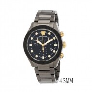 베르사체 Greca 돔 크로노그래프 쿼츠 블랙 다이얼 남성 시계 VE6K00623