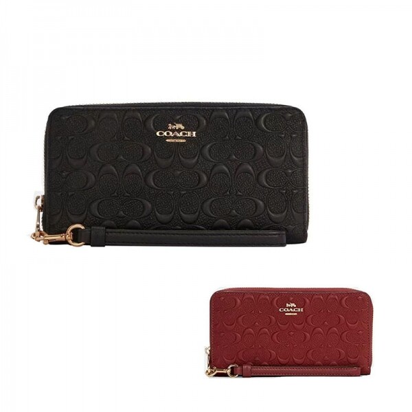 위핑,코치 시그니처 레더 롱 짚 어라운드 장지갑겸 손목지갑 C7360