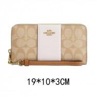 코치 시그니처 캔버스 스트라이프 롱 지퍼 어라운드 지갑 CR624