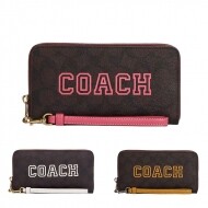 코치COACH CB856 여자 시그니쳐 캔버스 스트랩 지퍼 가죽 장지갑