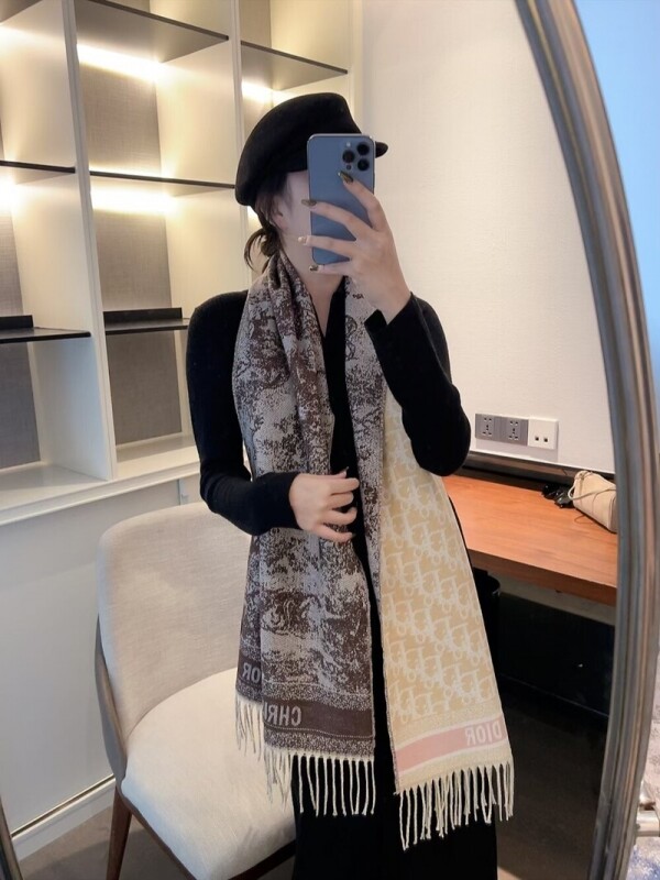 위핑,디올 DIOR 로고 자카드 모던 빈티지 캐주얼 스카프