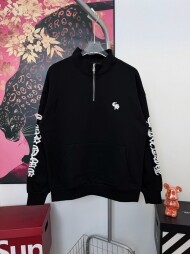 크롬하츠 Chrome Hearts 스타일리시한 하프 지퍼 자수 레터 스탠드업 칼라 스웨트셔츠