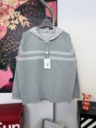 디올 DIOR 남녀 공용 로고 자카드 캐주얼 후드 니트 카디건