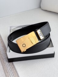 BLANC 금색 블랙 소가죽 자동 버클 너비 3.5cm