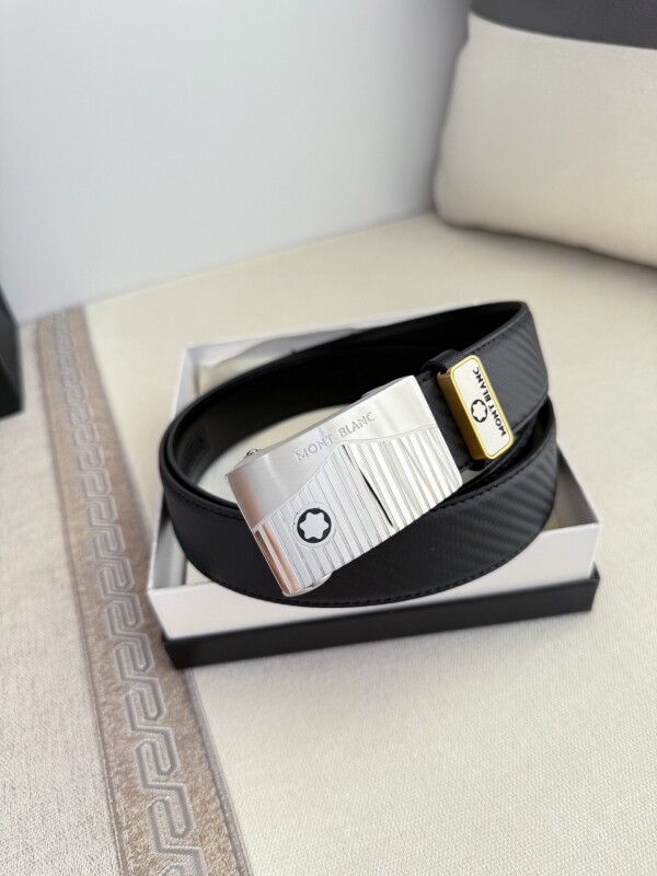 위핑,BLANC 블랙 소가죽 자동 버클 너비 3.5cm