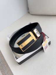 BLANC 금색 블랙 소가죽 자동 버클 너비 3.5cm
