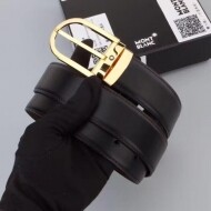 BLANC 버클 소가죽 벨트 금색 바늘귀 너비 3.5cm