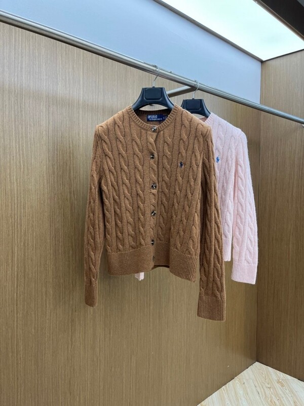 위핑,폴로 랄프로렌 RALPH LAUREN 조랑말 로고 꽈배기 여성 니트 카디건
