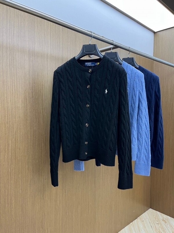 위핑,폴로 랄프로렌 RALPH LAUREN 조랑말 로고 꽈배기 여성 니트 카디건