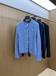 폴로 랄프로렌 RALPH LAUREN 조랑말 로고 꽈배기 여성 니트 카디건