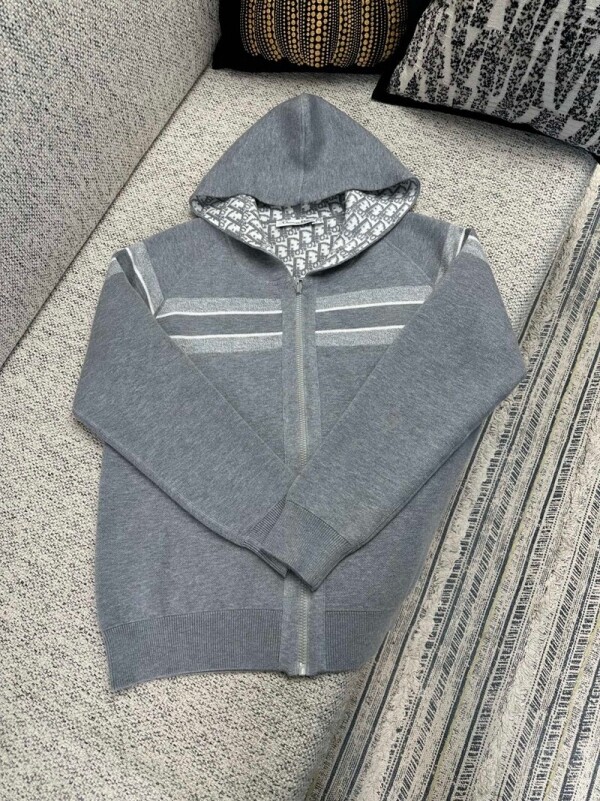 위핑,디올 DIOR 클래식 로고 모던 양면 커플 후드 니트 카디건