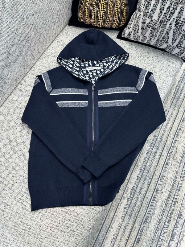 위핑,디올 DIOR 클래식 로고 모던 양면 커플 후드 니트 카디건