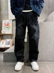 프라다 PRADA 남성용 로고 클래식 트렌디 플리스 안감 캐주얼 팬츠