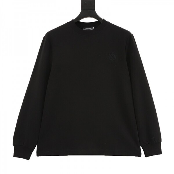 위핑,크롬하츠 Chrome Hearts 3D 자수 십자가와 말굽 패턴이 들어간 긴팔 티셔츠