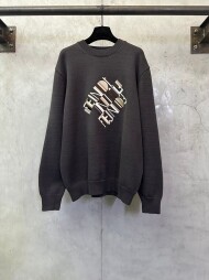 펜디 FENDI 로고 자수 캐주얼 니트 크루넥 스웨터