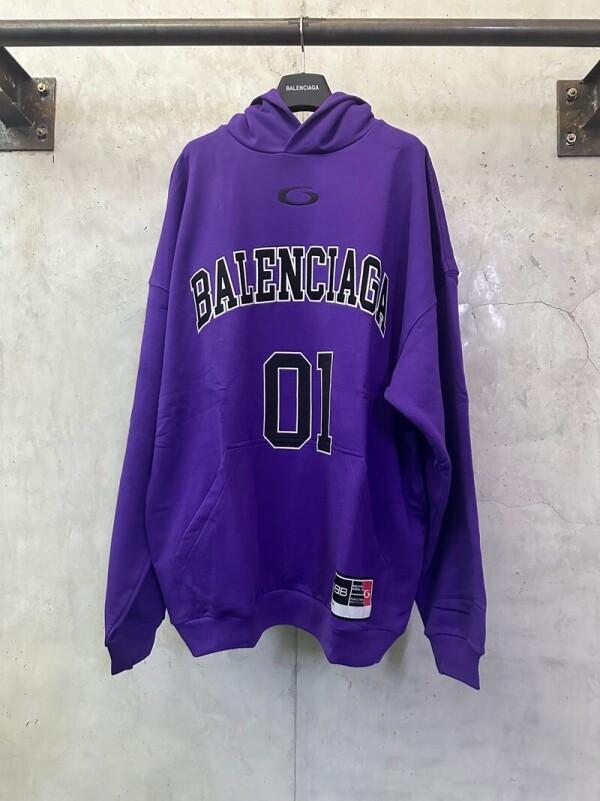 위핑,발렌시아가 BALENCIAGA 농구 01 자수 프린트 후드 긴팔 스웨트셔츠