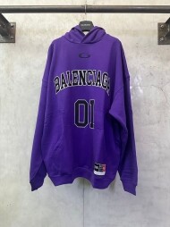 발렌시아가 BALENCIAGA 농구 01 자수 프린트 후드 긴팔 스웨트셔츠