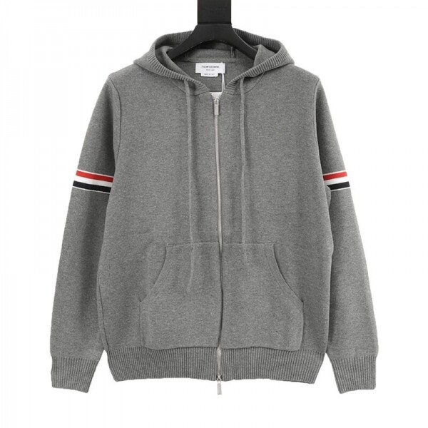 위핑,톰브라운 Thom Browne TB 더블 슬리브 라벨 지퍼 후드 카디건