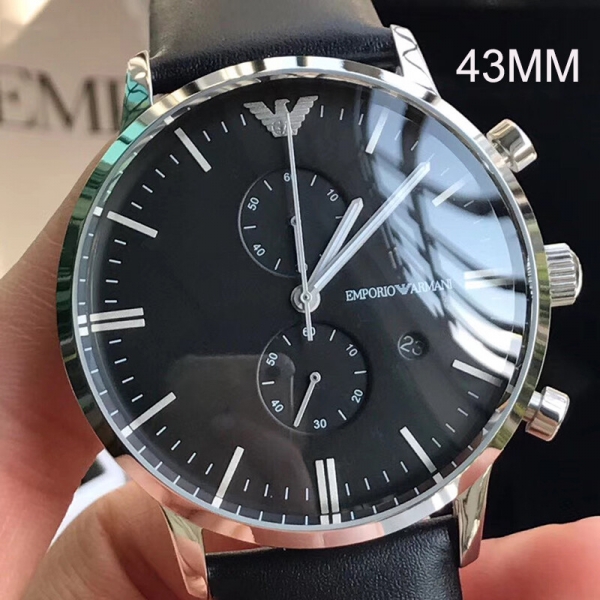 위핑,엠포리오아르마니 남성용 크로노그래프 43mm 알마니시계 블랙 AR0397