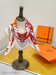 에르메스 Hermès 로고 빈티지 패턴 디자인 캐주얼 스카프 90*90cm