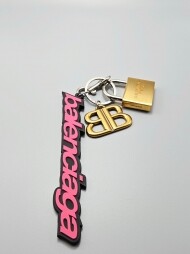 발렌시아가 BALENCIAGA 로고 모던 디자인 멀티 액세서리 콤비 키링 가방걸이