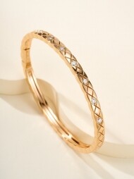 샤넬 CHANEL 모던 클래식 세련된 퀼팅 큐빅 팔찌 17cm