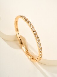 샤넬 CHANEL 모던 클래식 정교한 퀼팅 큐빅 팔찌 17cm