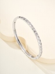 샤넬 CHANEL 모던 클래식 정교한 퀼팅 큐빅 팔찌 17cm