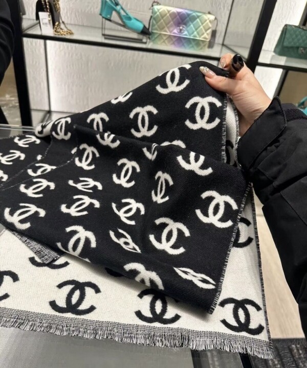 위핑,샤넬 cc로고 양면 스카프 머플러