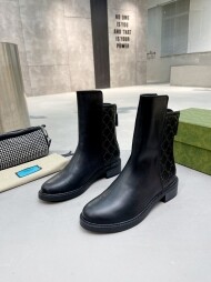 구찌 GUCCI 클래식 더블 G 가죽 엠보 빈티지 웨지 부츠