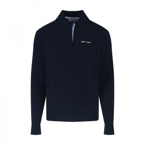 위핑,미우미우 MIU MIU 클래식 레터링 캐주얼 폴로 스웨터