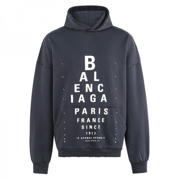 위핑,발렌시아가 BALENCIAGA 시력 검사표 프린트 찢어진 후드티