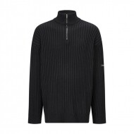 발렌시아가 BALENCIAGA 실리콘 가죽 라벨 하프집 니트 스웨터