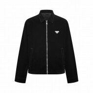 프라다 PRADA 클래식 삼각 로고 벨벳 코트