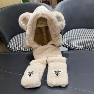 프라다  뉴똥 클래식 웜 후드 목도리 장갑 3종 세트