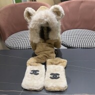 샤넬  뉴똥 클래식 웜 후드 목도리 장갑 3종 세트