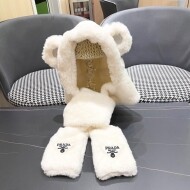 프라다  뉴똥 클래식 웜 후드 목도리 장갑 3종 세트