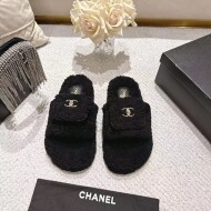 샤넬 CHANEL 클래식 로고 컴포트 일자 여성 퍼 슬리퍼