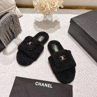 샤넬 CHANEL 클래식 로고 컴포트 일자 여성 퍼 슬리퍼