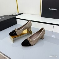 샤넬 CHANEL 리본 프리미엄 여성 굵은 굽 힐