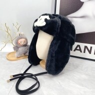 샤넬 CHANEL 로고 귀달이 방한 모자