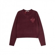 마르디 메크르디 MARDI MERCREDI 하트 로고 브이넥 패션 여성 니트